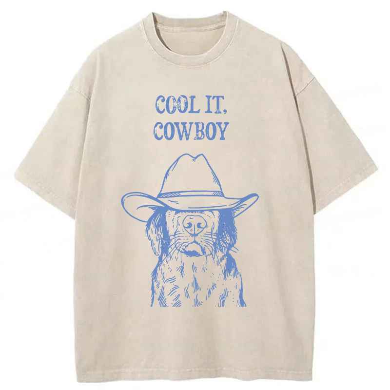Cool It Cowboy Golden Retriever Washed Unisex Tee
