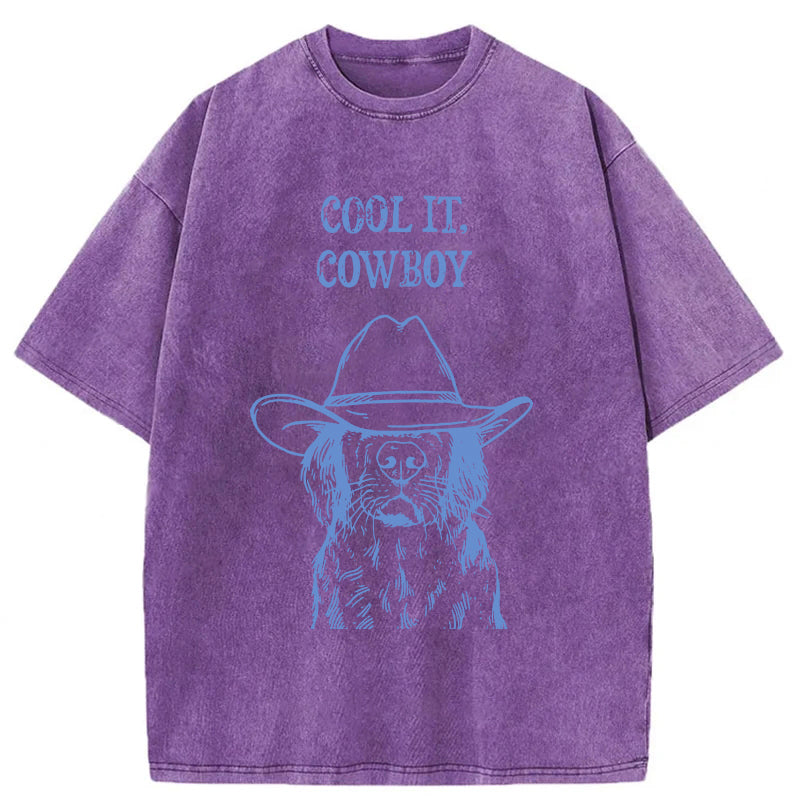Cool It Cowboy Golden Retriever Washed Unisex Tee