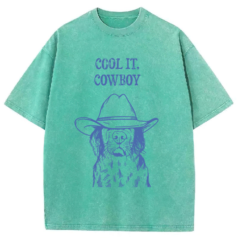 Cool It Cowboy Golden Retriever Washed Unisex Tee