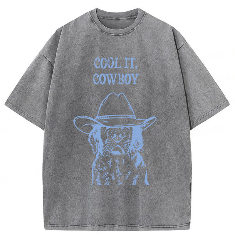 Cool It Cowboy Golden Retriever Washed Unisex Tee
