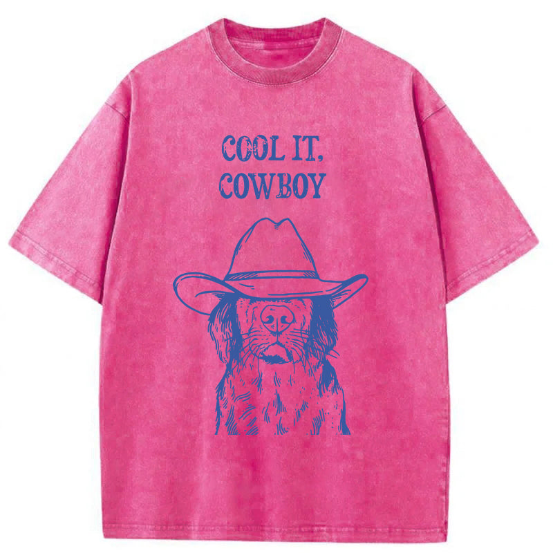 Cool It Cowboy Golden Retriever Washed Unisex Tee