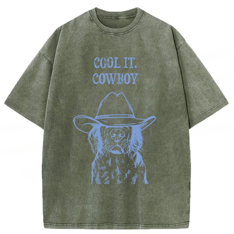 Cool It Cowboy Golden Retriever Washed Unisex Tee