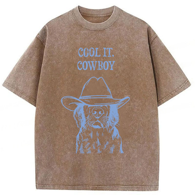 Cool It Cowboy Golden Retriever Washed Unisex Tee