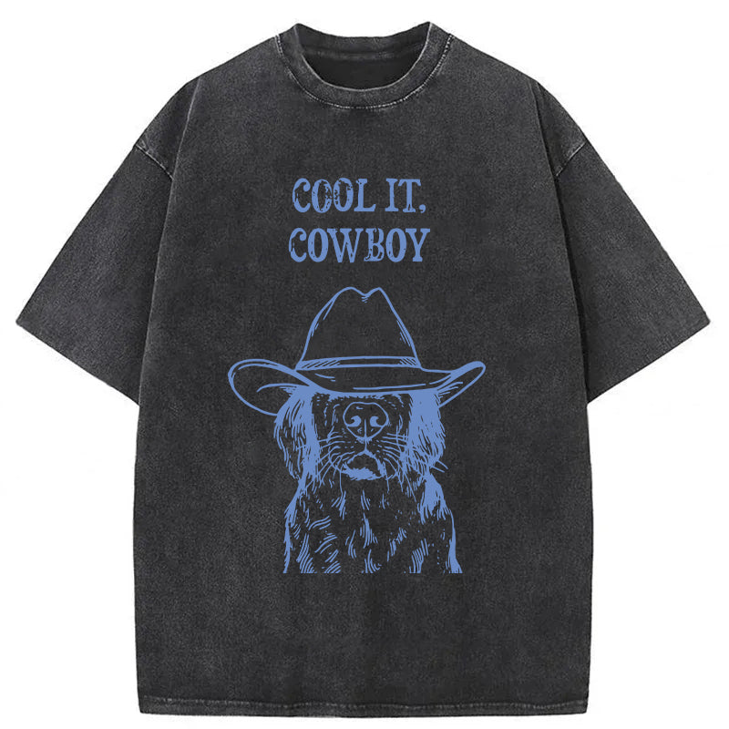 Cool It Cowboy Golden Retriever Washed Unisex Tee