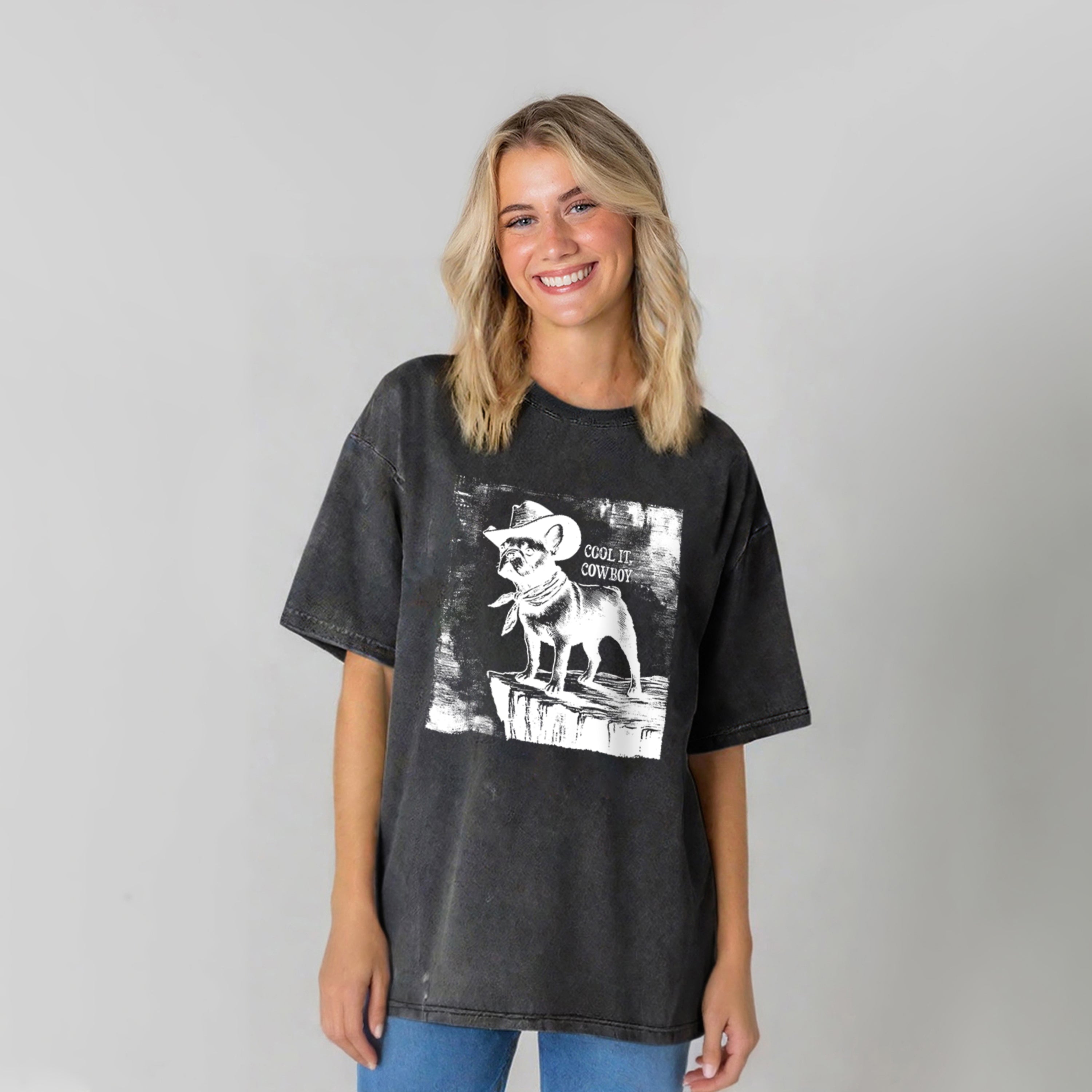 Cowboy Bulldog Washed Unisex Tee