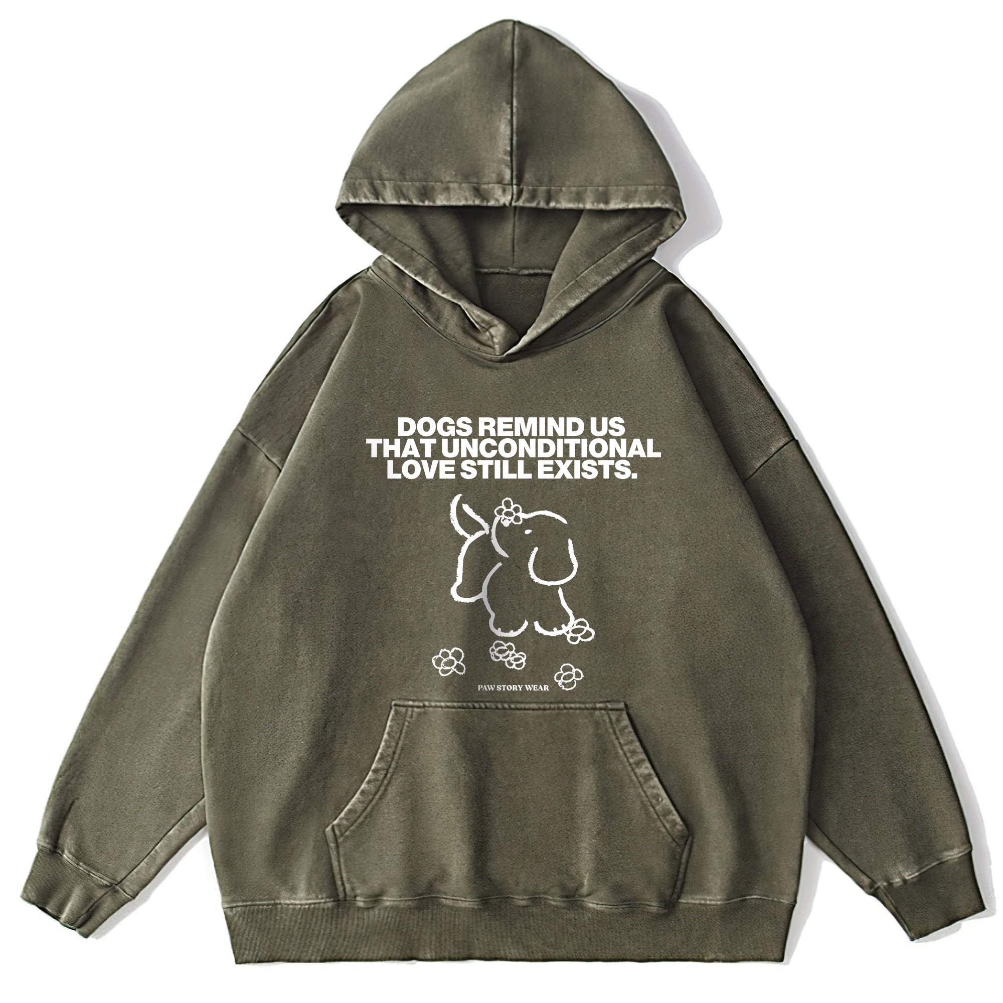 Dogs Remind Us Washed Unisex Hoodie