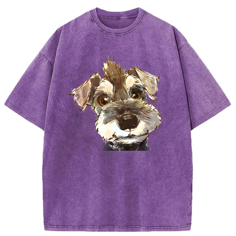 Cute Dogs Drawing Washed Unisex Tee