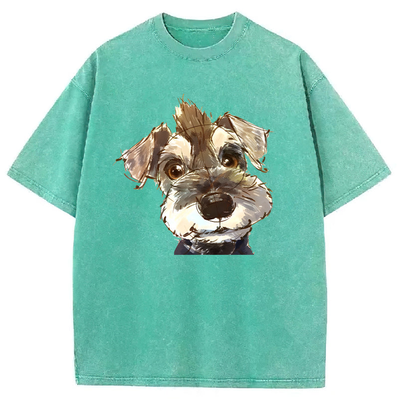 Cute Dogs Drawing Washed Unisex Tee