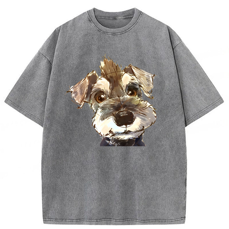 Cute Dogs Drawing Washed Unisex Tee