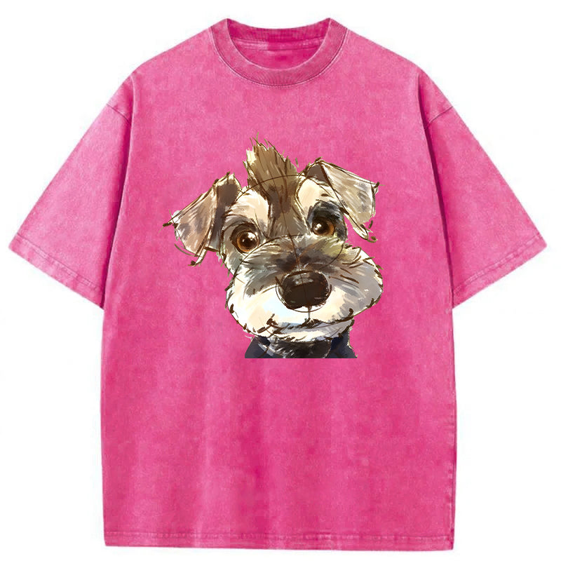 Cute Dogs Drawing Washed Unisex Tee