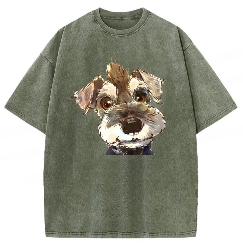Cute Dogs Drawing Washed Unisex Tee
