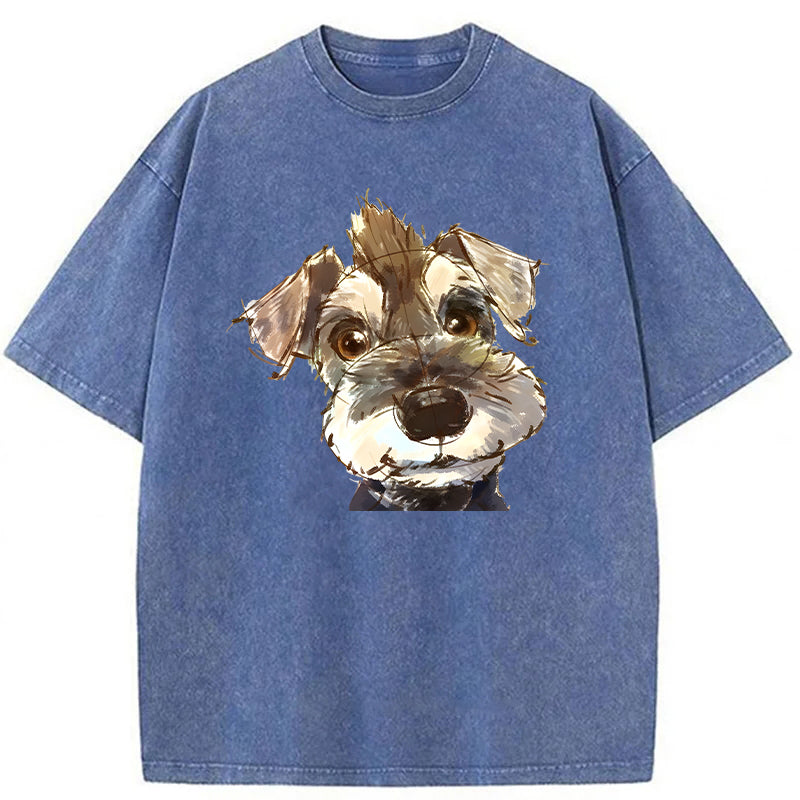 Cute Dogs Drawing Washed Unisex Tee