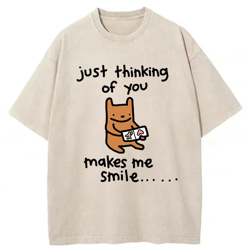 Just Thinking Of You Makes Me Smile Washed Unisex Tee