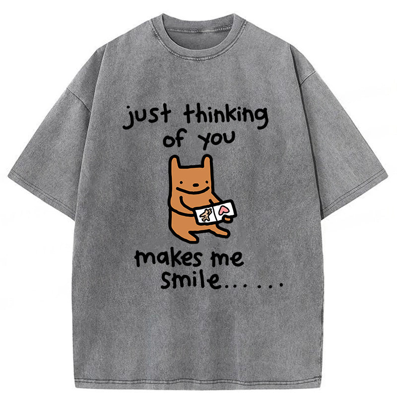 Just Thinking Of You Makes Me Smile Washed Unisex Tee