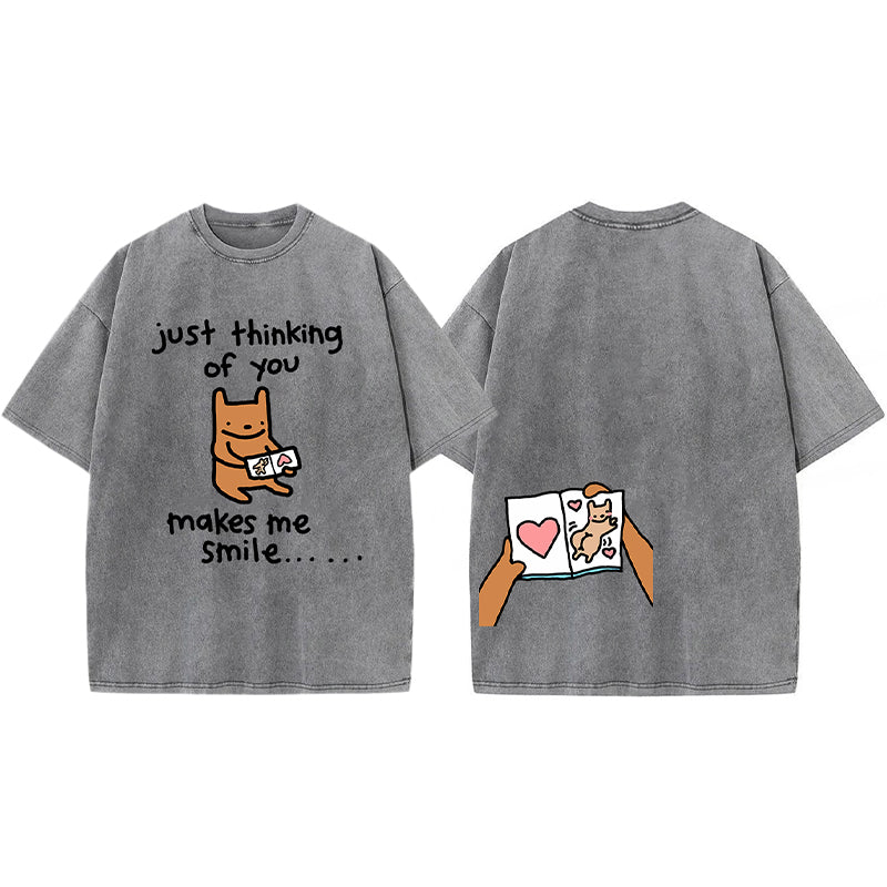 Just Thinking Of You Makes Me Smile Washed Unisex Tee