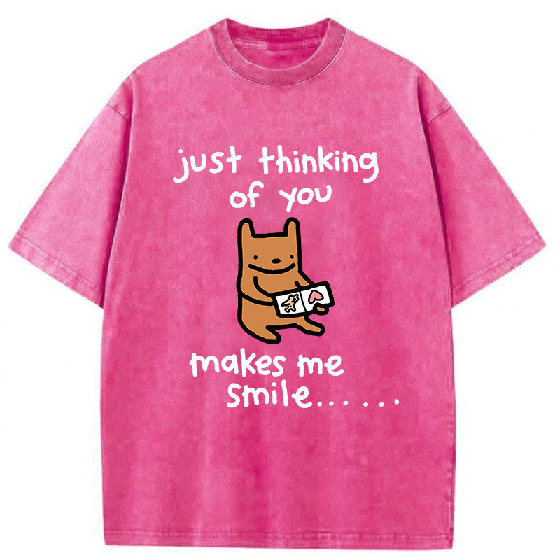 Just Thinking Of You Makes Me Smile Washed Unisex Tee