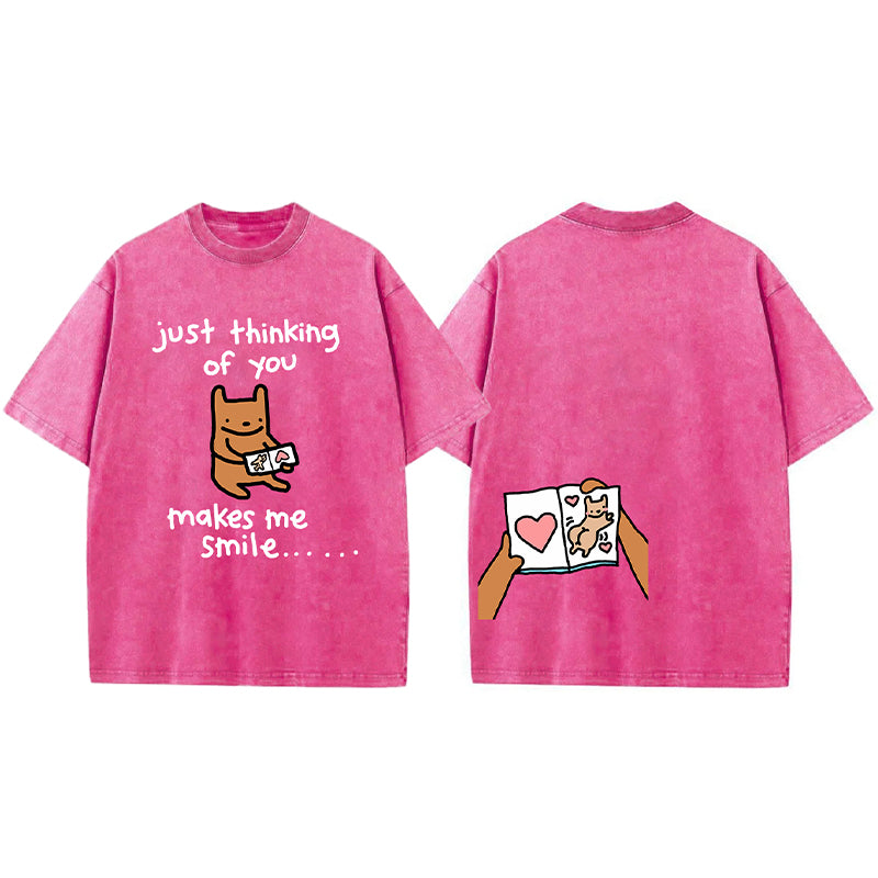 Just Thinking Of You Makes Me Smile Washed Unisex Tee