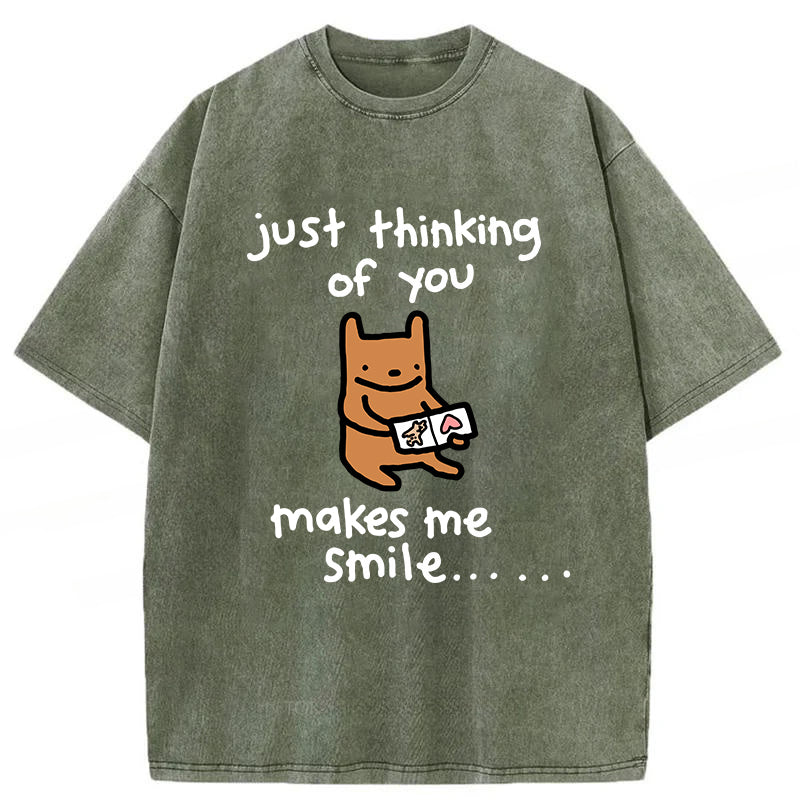 Just Thinking Of You Makes Me Smile Washed Unisex Tee