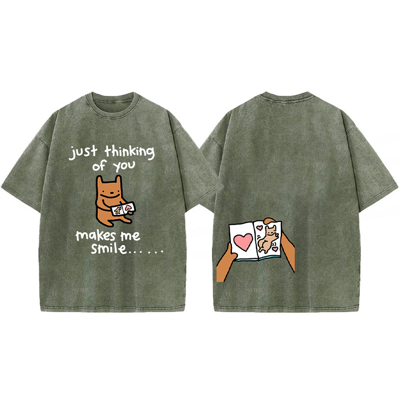 Just Thinking Of You Makes Me Smile Washed Unisex Tee