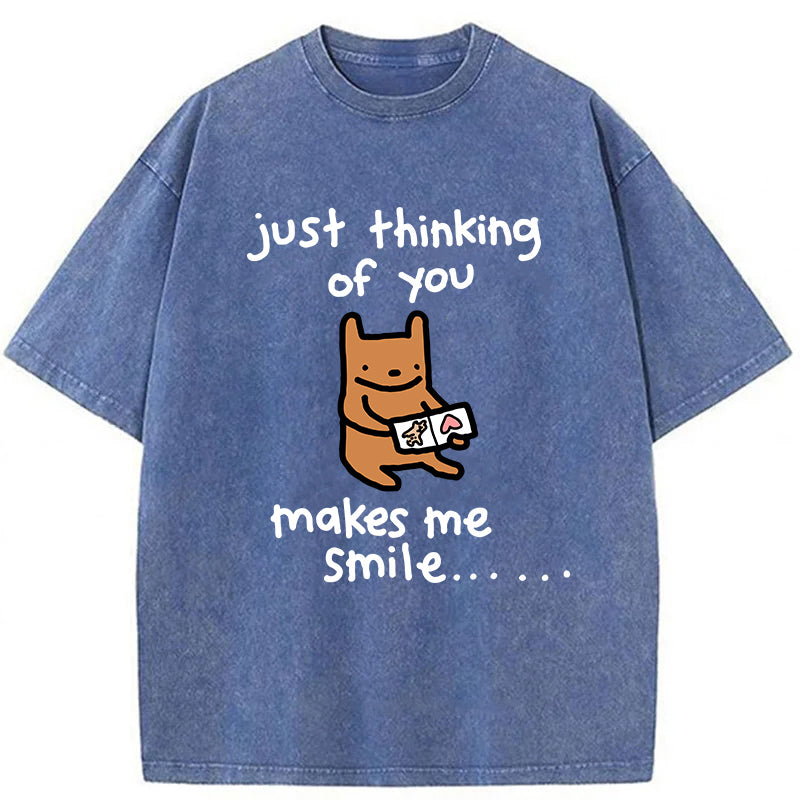 Just Thinking Of You Makes Me Smile Washed Unisex Tee