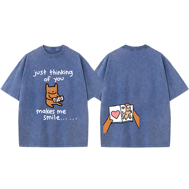 Just Thinking Of You Makes Me Smile Washed Unisex Tee