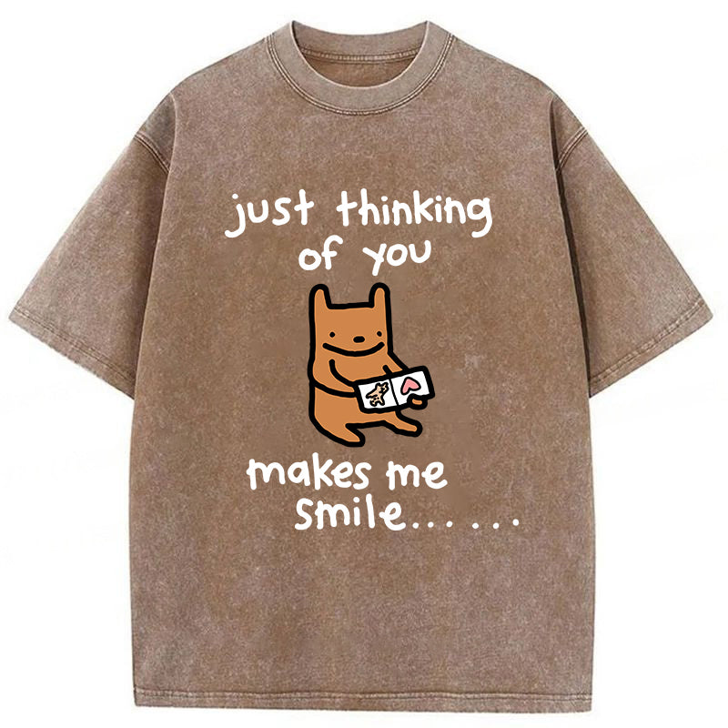Just Thinking Of You Makes Me Smile Washed Unisex Tee