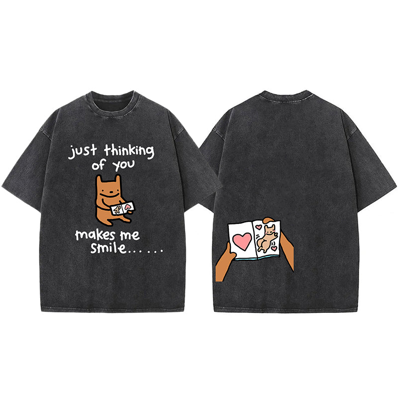 Just Thinking Of You Makes Me Smile Washed Unisex Tee