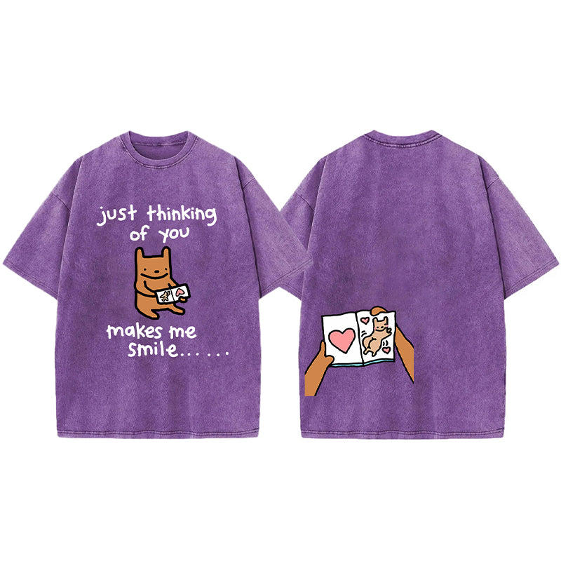 Just Thinking Of You Makes Me Smile Washed Unisex Tee