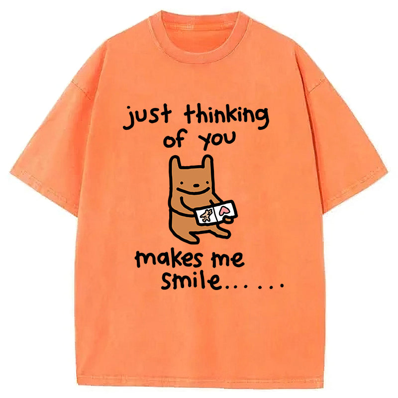 Just Thinking Of You Makes Me Smile Washed Unisex Tee