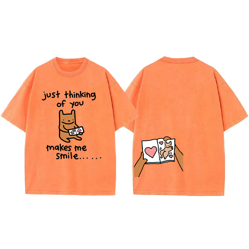 Just Thinking Of You Makes Me Smile Washed Unisex Tee