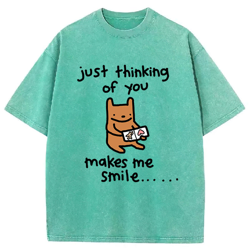 Just Thinking Of You Makes Me Smile Washed Unisex Tee