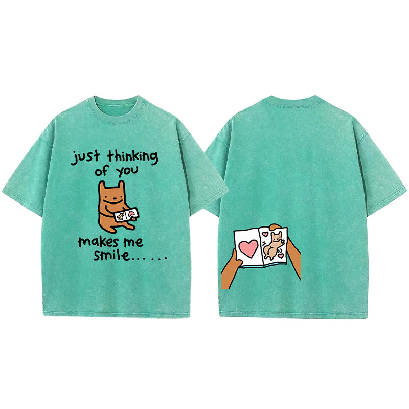 Just Thinking Of You Makes Me Smile Washed Unisex Tee