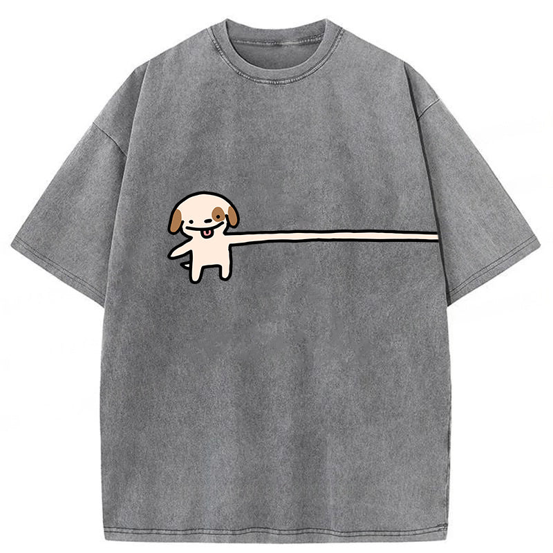 Funny Puppy Cartoon Washed Unisex Tee
