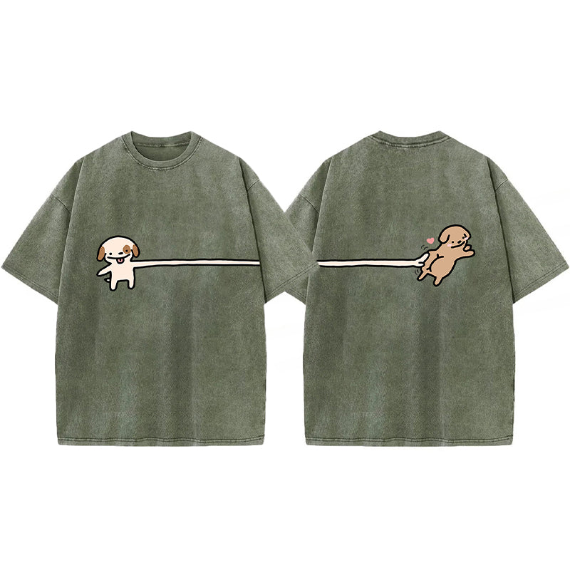 Funny Puppy Cartoon Washed Unisex Tee
