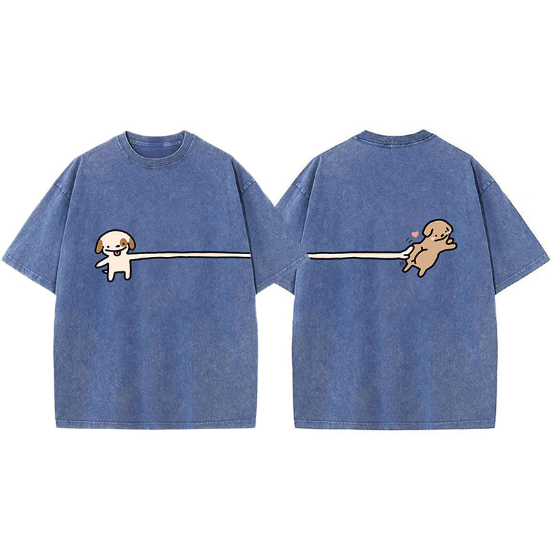 Funny Puppy Cartoon Washed Unisex Tee