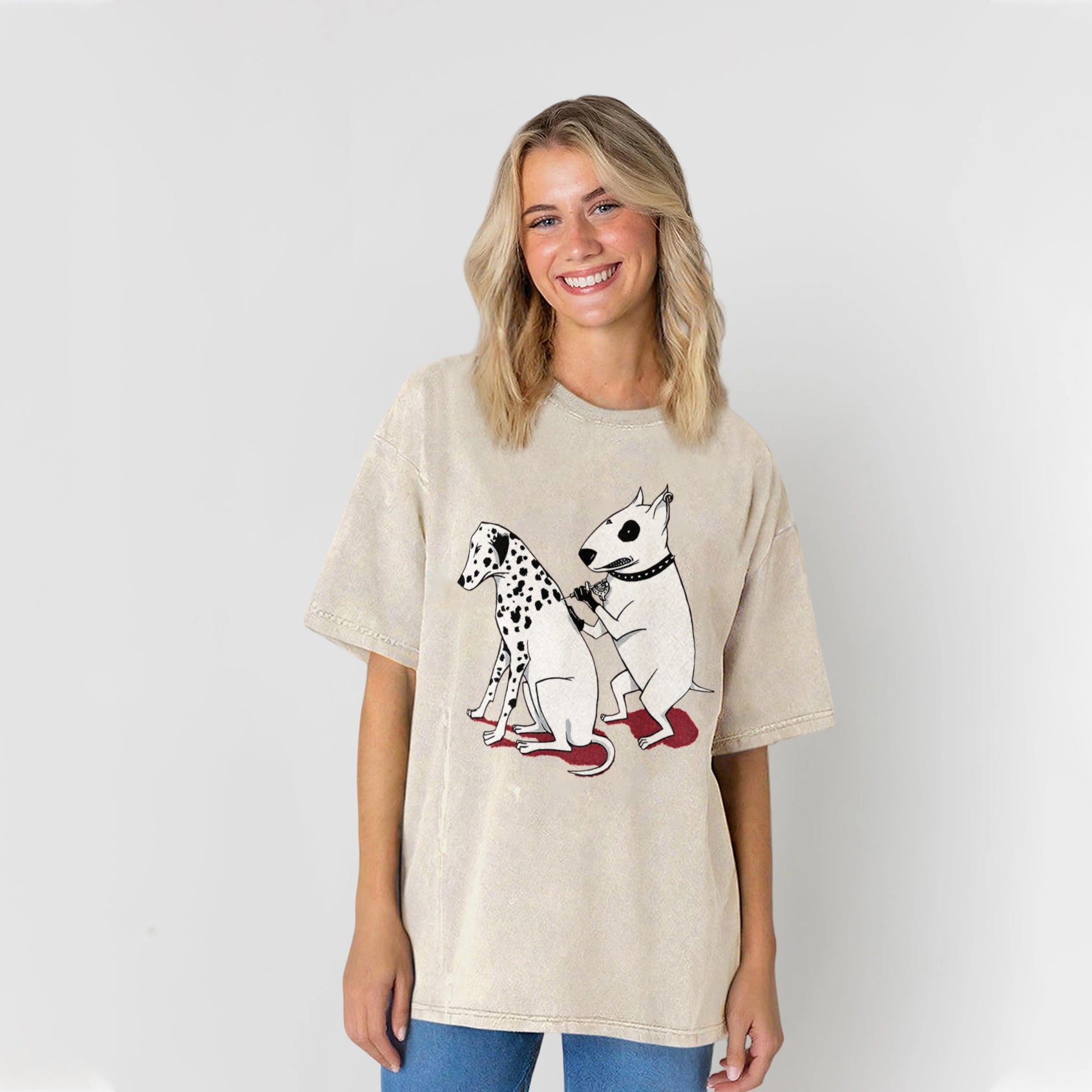 Funny Dalmatian And Bull Terrier Washed Unisex Tee