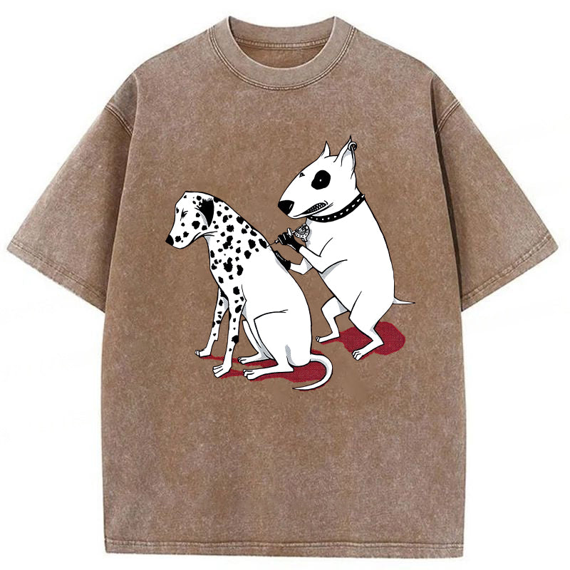 Funny Dalmatian And Bull Terrier Washed Unisex Tee