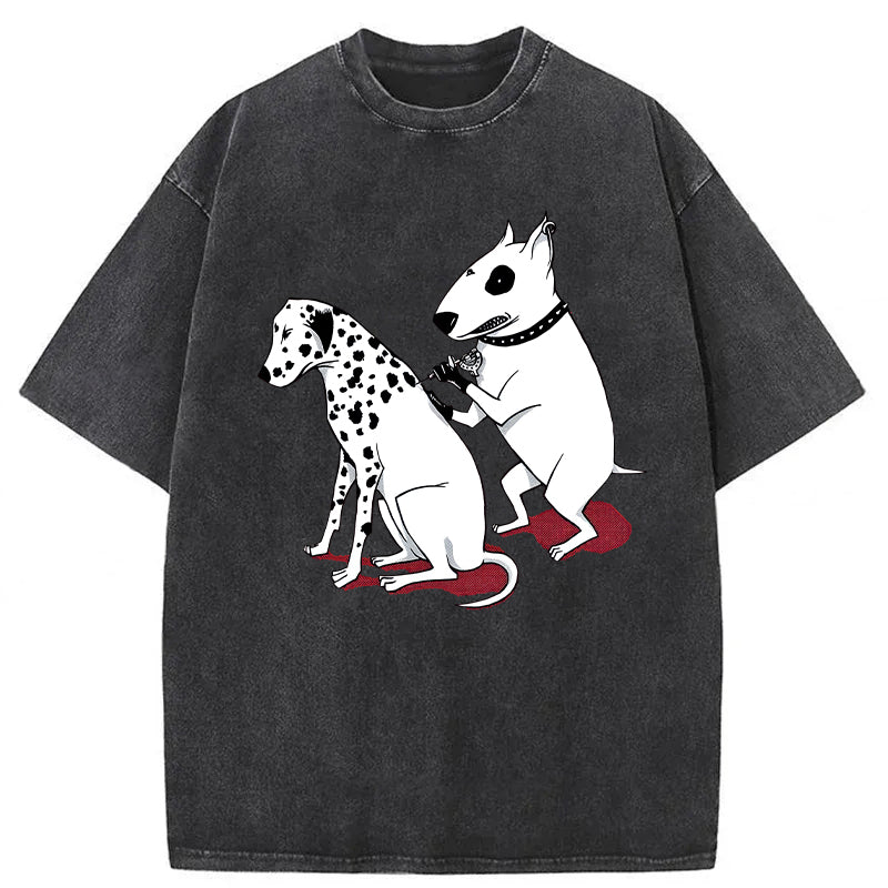 Funny Dalmatian And Bull Terrier Washed Unisex Tee