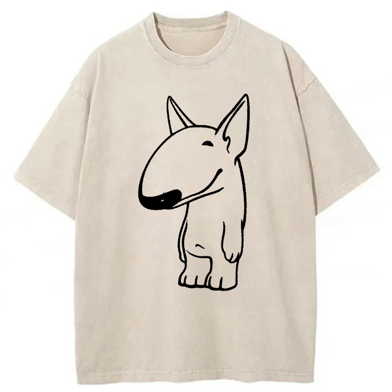 Funny Bull Terrier Sketch Washed Unisex Tee