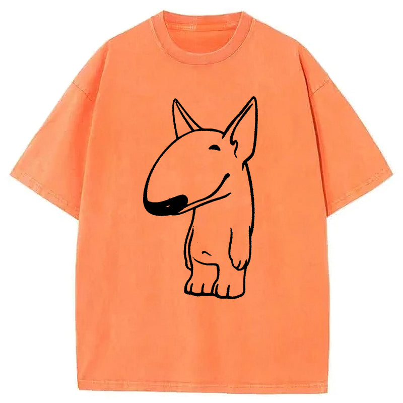 Funny Bull Terrier Sketch Washed Unisex Tee