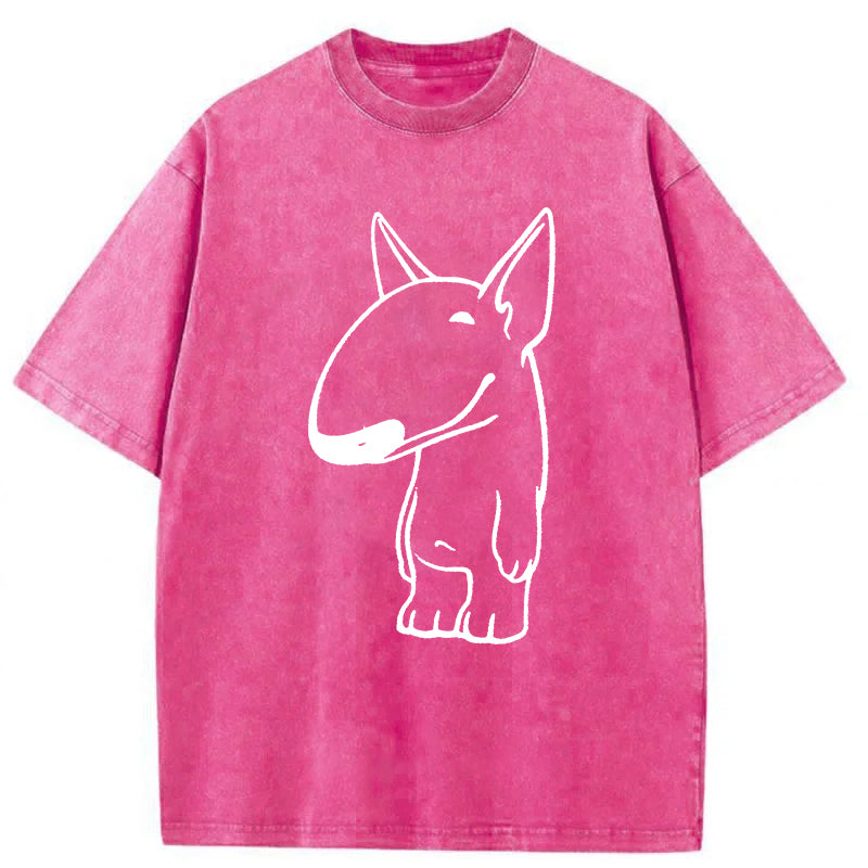 Funny Bull Terrier Sketch Washed Unisex Tee