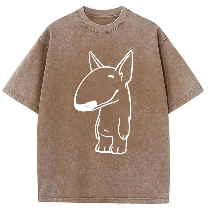 Funny Bull Terrier Sketch Washed Unisex Tee