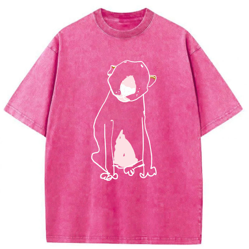 Funny Bull Terrier Sketch Washed Unisex Tee