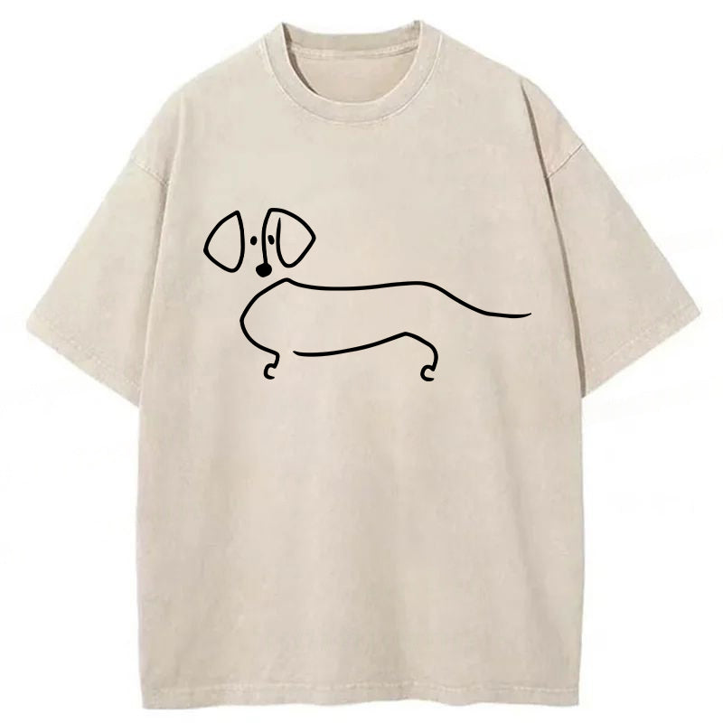 Dachshund Sketch Washed Unisex Tee