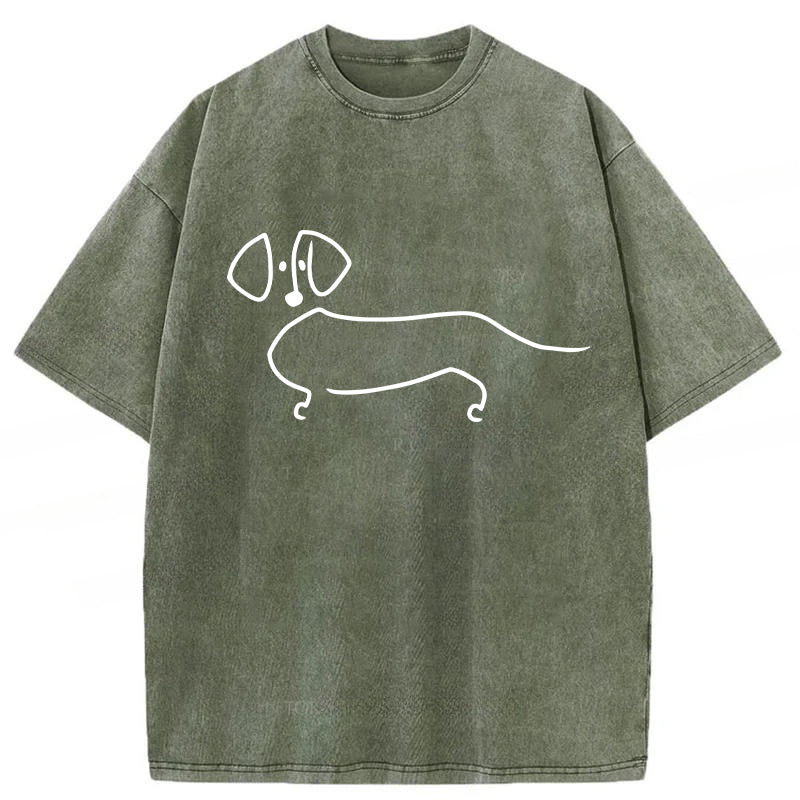 Dachshund Sketch Washed Unisex Tee