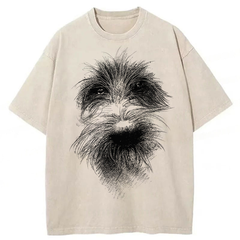 Cute Dogs Drawing Washed Unisex Tee