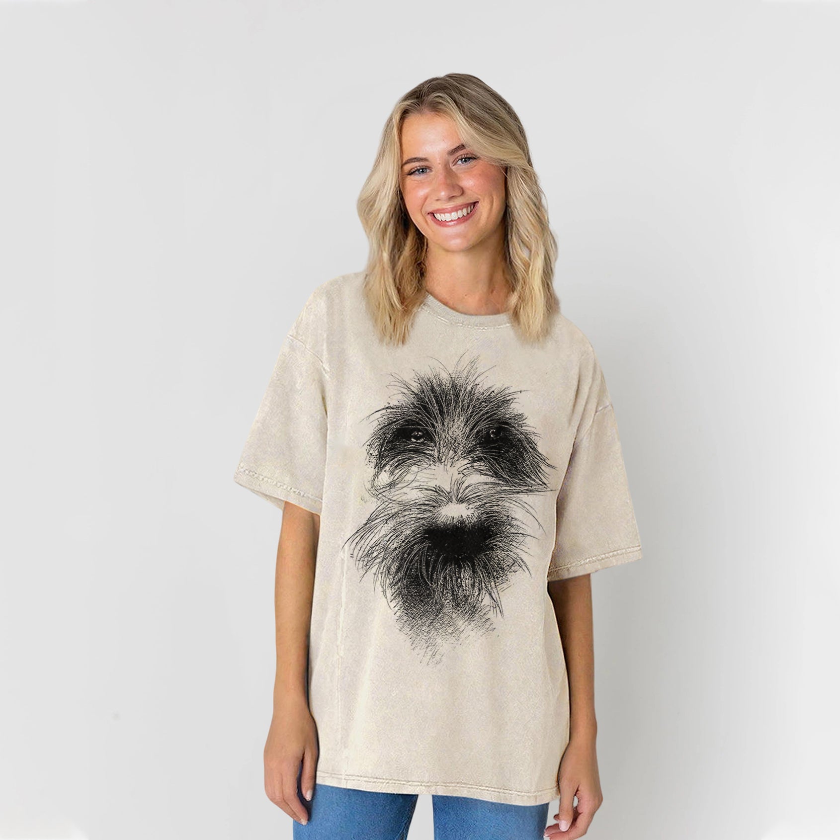 Cute Dogs Drawing Washed Unisex Tee