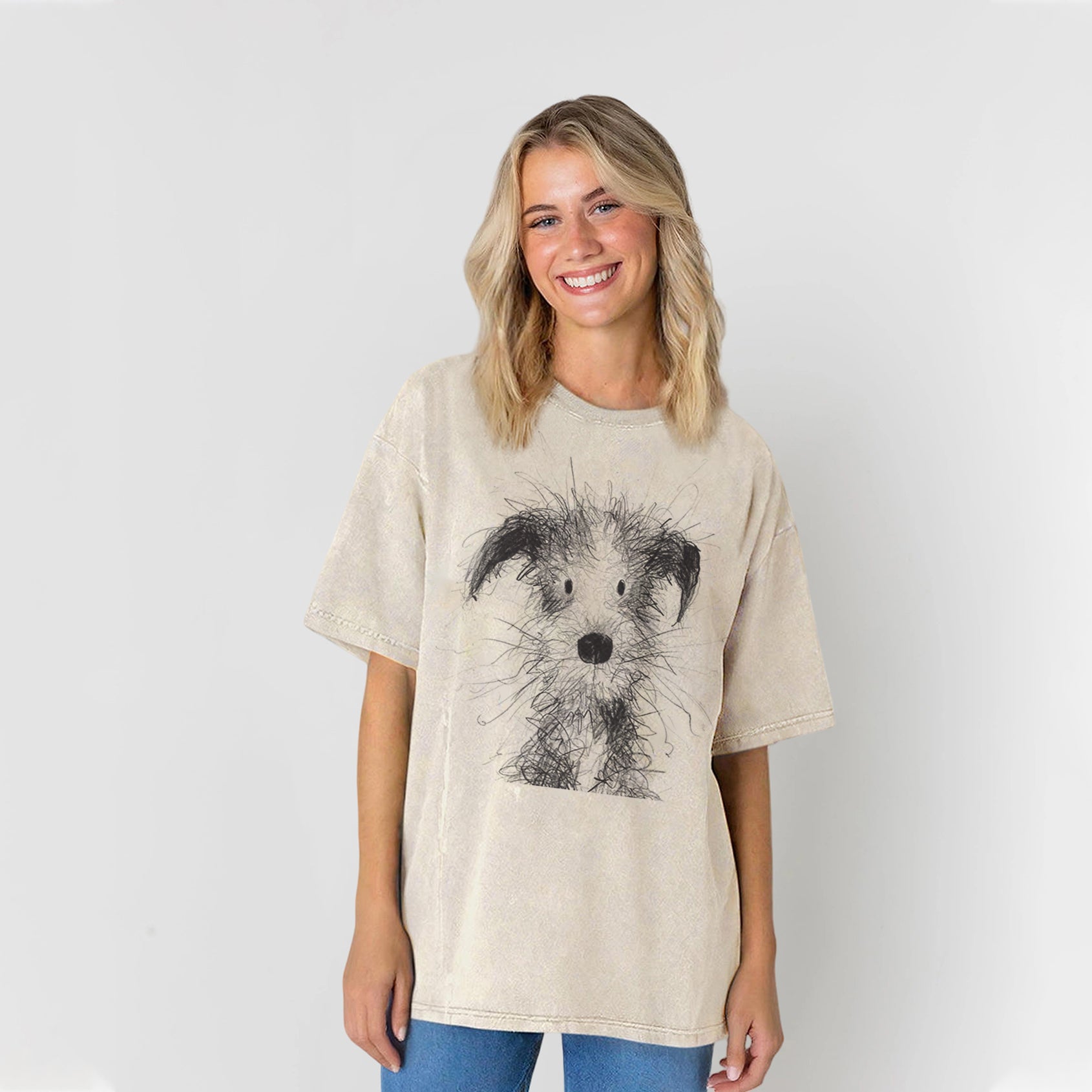 Cute Dogs Drawing Washed Unisex Tee