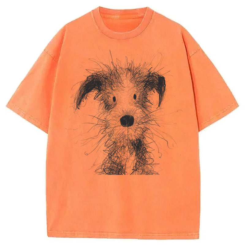 Cute Dogs Drawing Washed Unisex Tee