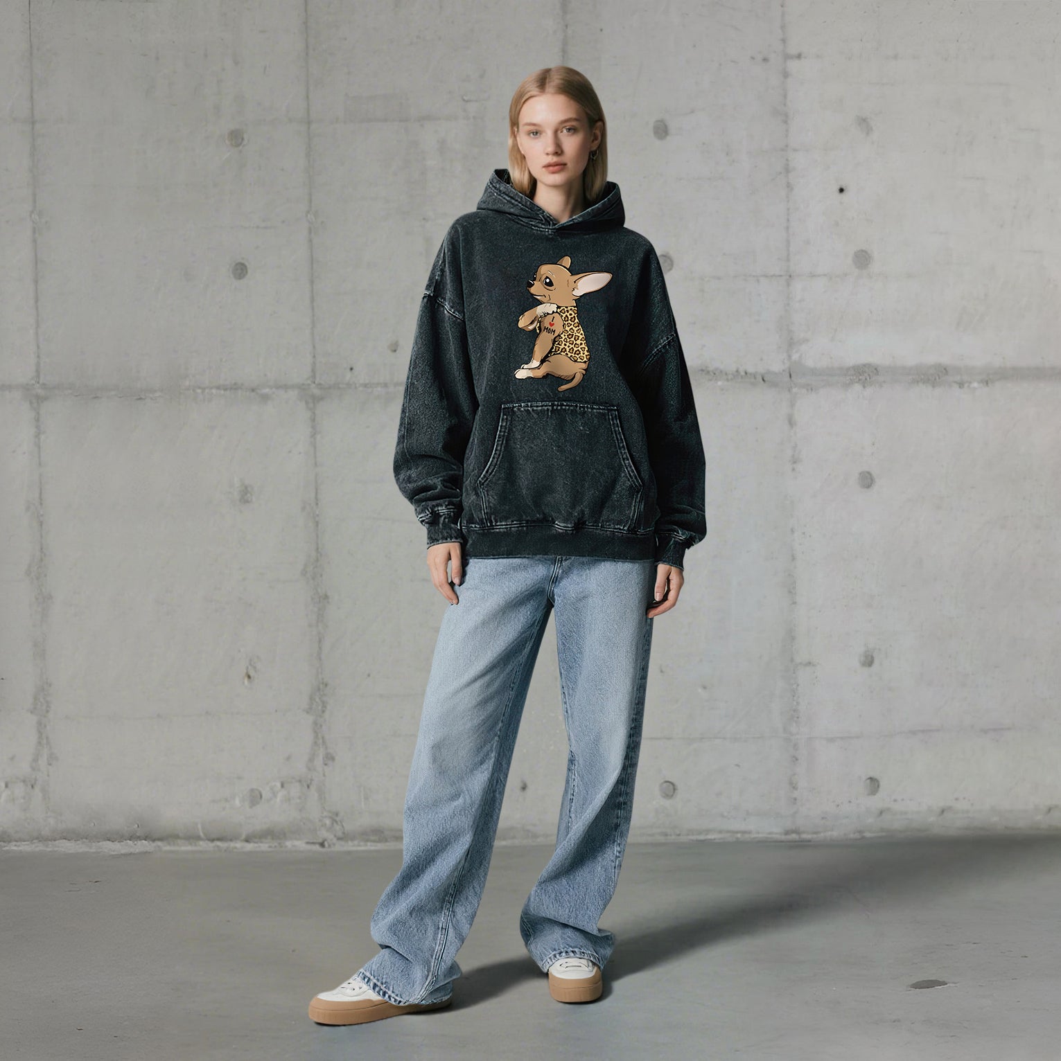 Cute Chihuahua Washed Unisex Hoodie